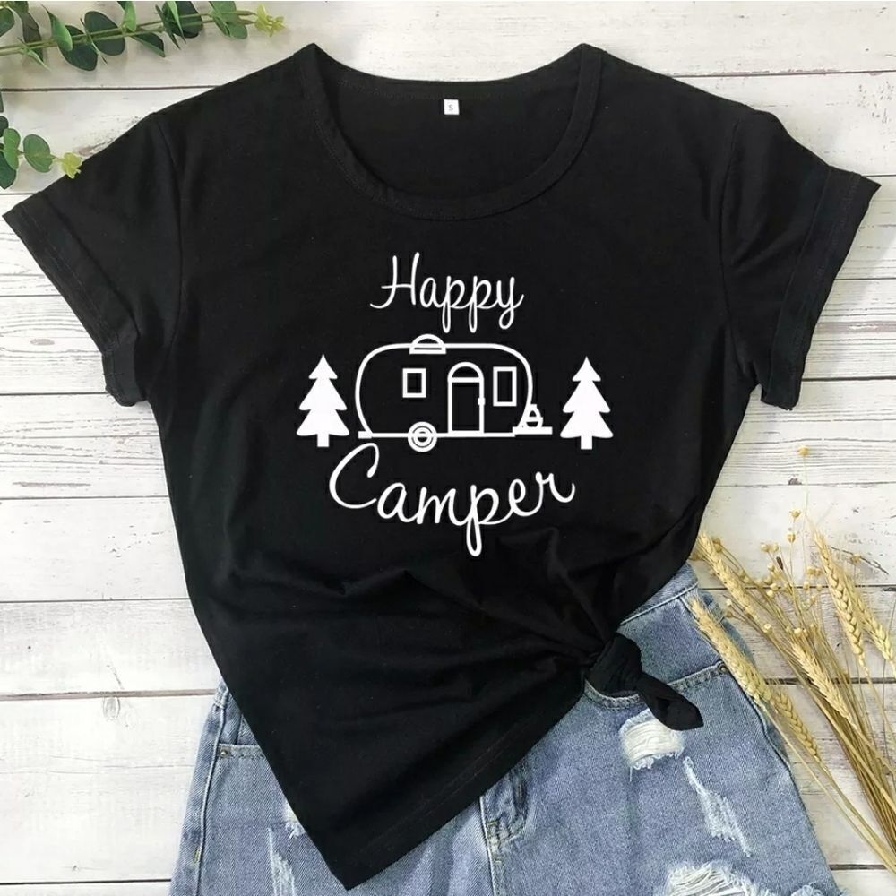 Happy Camper Hiking Outdoors Tee Shirt